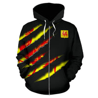 Wallonia All Over Zip up Hoodie Inside Me Unisex Black - Polynesian Pride