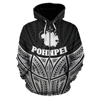 Pohnpei Polynesian Zip up Hoodie Black Pride Map and Seal - Polynesian Pride