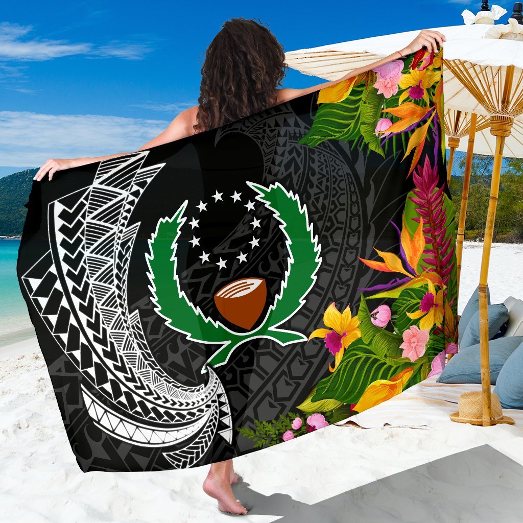 Pohnpei State Sarong - Seal Spiral Polynesian Patterns Sarong - Pohnpei State One Size Black - Polynesian Pride