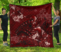 Hawaii Quilt - Hawaii Turtle Magenta Premium Quilt Red - Polynesian Pride