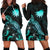 Nauru Polynesian Hoodie Dress - Turtle With Blooming Hibiscus Turquoise Turquoise - Polynesian Pride