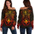 Polynesian Hawaii Women's Off Shoulder Sweater - Red Turtle Manta Ray RED - Polynesian Pride