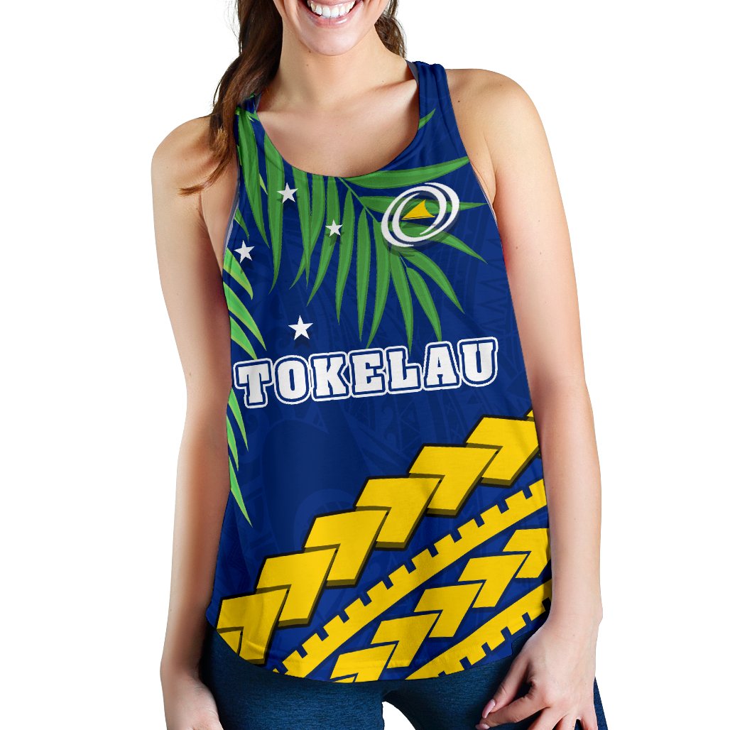 Tokelau Rugby Women Racerback Tank Coconut Leaves Art - Polynesian Pride