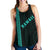 Hawaii Kakau Polynesian Turtle Map Women's Racerback Tank - Turquoise - Ohana Style - Polynesian Pride