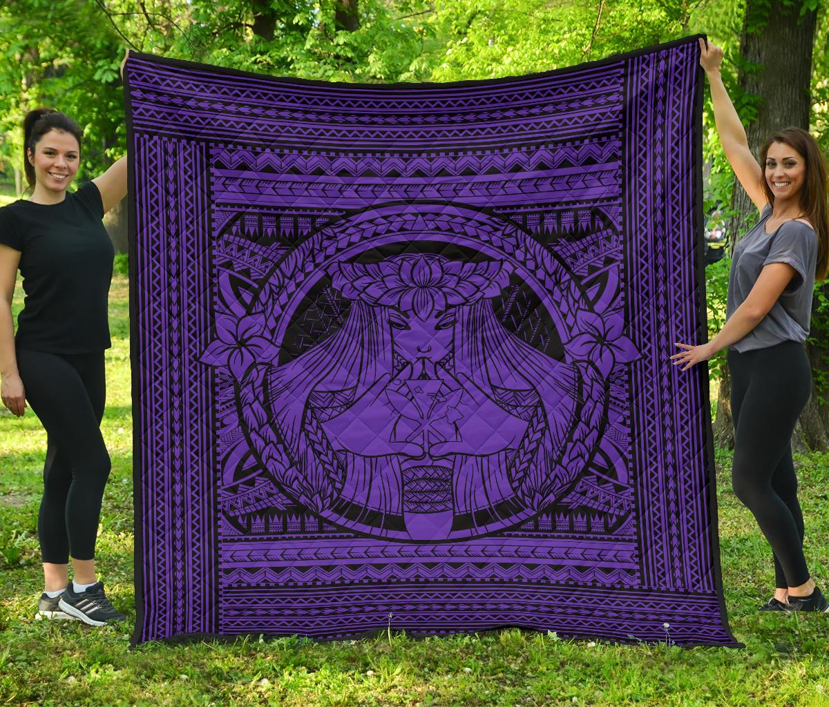Hawaii Polynesian Pele Kanaka Premium Quilt Purple Purple - Polynesian Pride