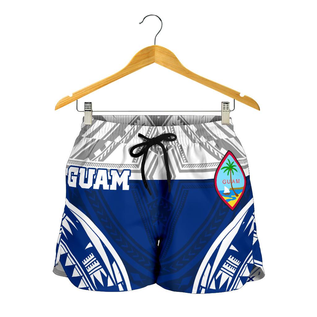 Guam Polynesian Women's Shorts - Pattern With Seal Blue Version - Polynesian Pride