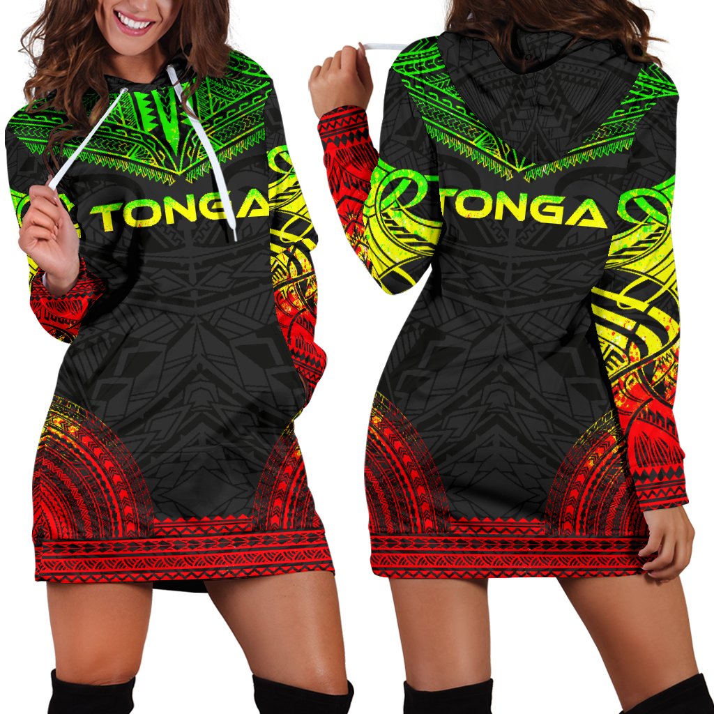 Tonga Women's Hoodie Dress - Polynesian Reggae Chief Reggae - Polynesian Pride