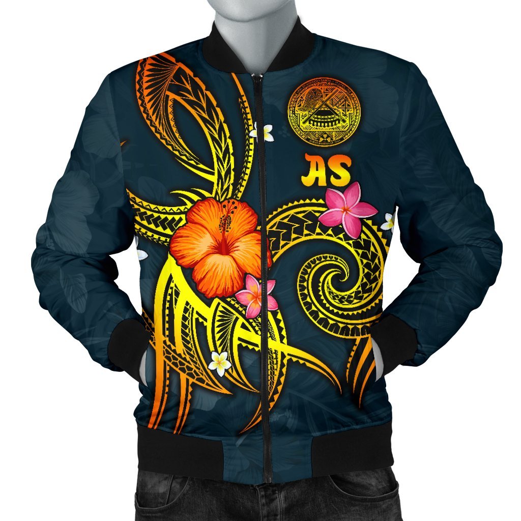 American Samoa Polynesian Men's Bomber Jacket - Legend of American Samoa (Blue) Blue - Polynesian Pride