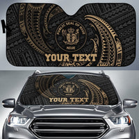Polynesian Niue Custom Personalised Sun Shades - Gold Tribal Wave Auto Sun Shade Universal Fit Gold - Polynesian Pride