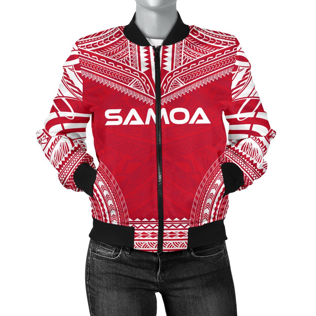 Samoa Flag Polynesian Chief Women'S Bomber Jacket Red - Polynesian Pride