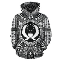 Pohnpei ll Over Hoodie Pohnpei Coat of rms Polynesian White Black Unisex Black - Polynesian Pride