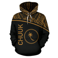 Chuuk All Over Hoodie Micronesia Curve Gold Style - Polynesian Pride