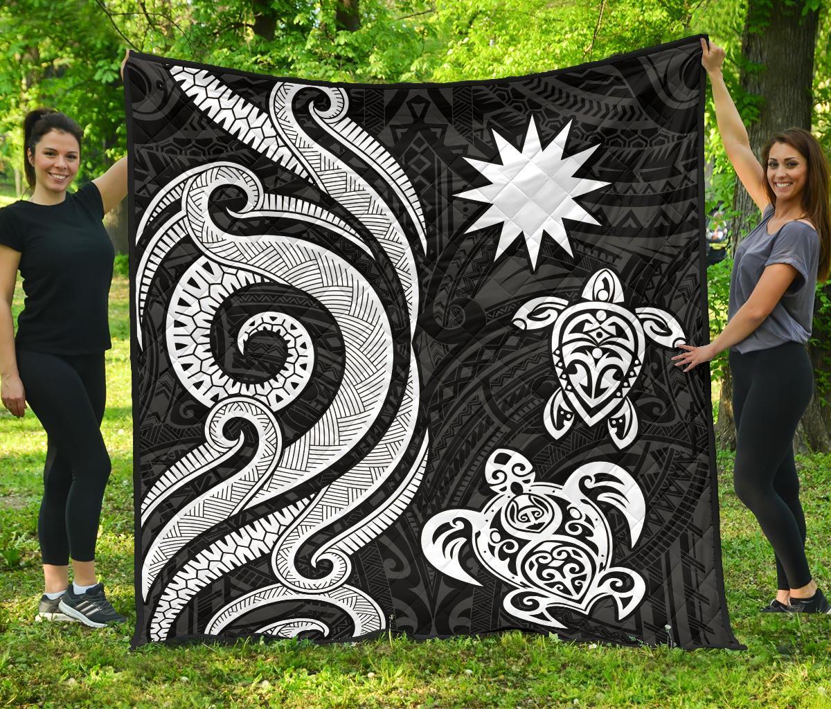 Nauru Premium Quilt - White Tentacle Turtle - Polynesian Pride