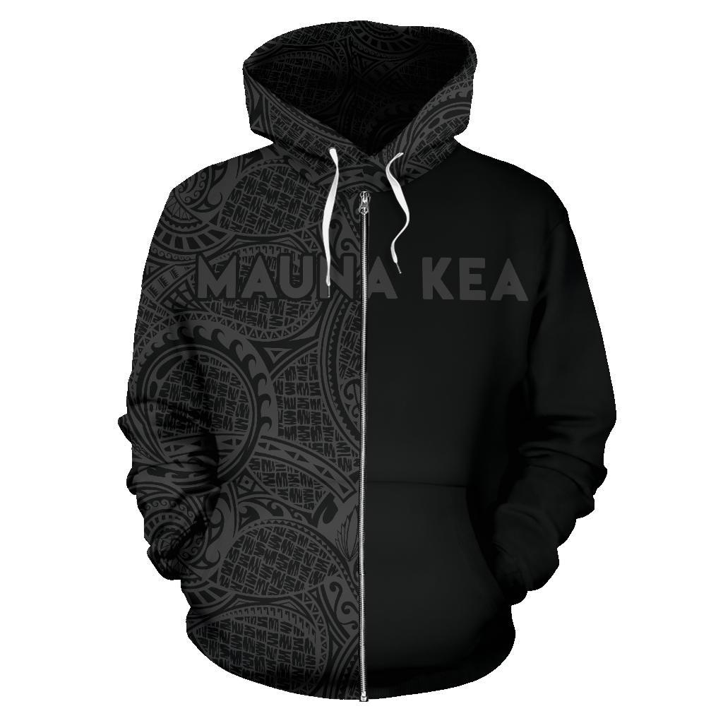 Hawaii Mauna Kea Polynesian Zip up Hoodie The Half Grey - Polynesian Pride
