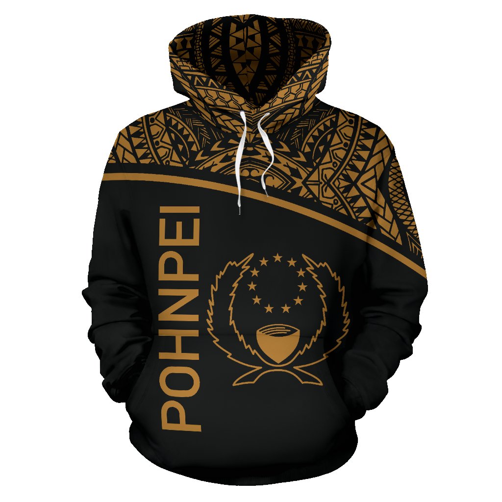 Pohnpei All Over Hoodie Micronesia Curve Gold Style - Polynesian Pride