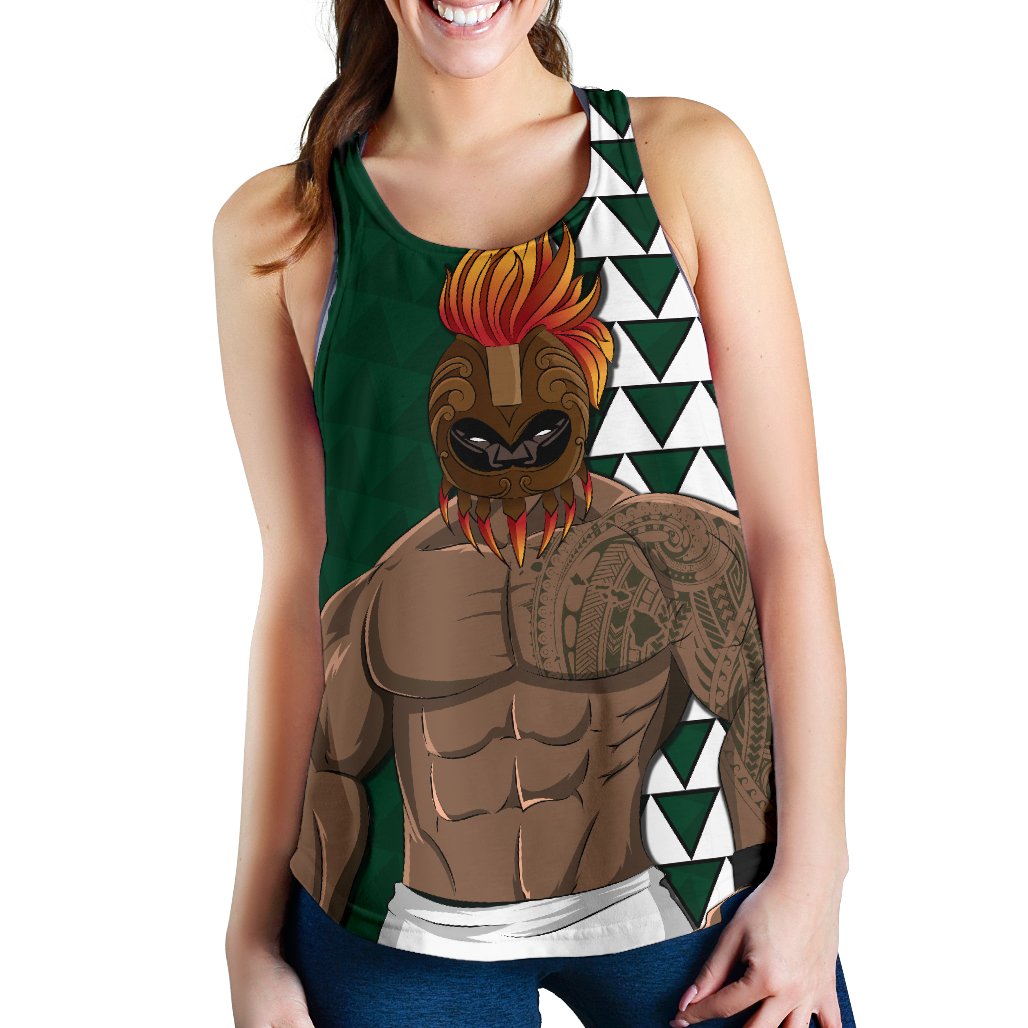 Personalize - Hawaii Warrior Football Women's Racerback Tank 2020 Champion AH - Polynesian Pride