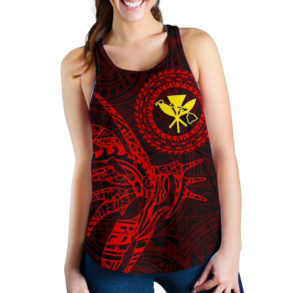 Hawaii Women's Racerback Tank Polynesian Kanaka Map Hawaiian Racerback - Red - TT Style - Polynesian Pride