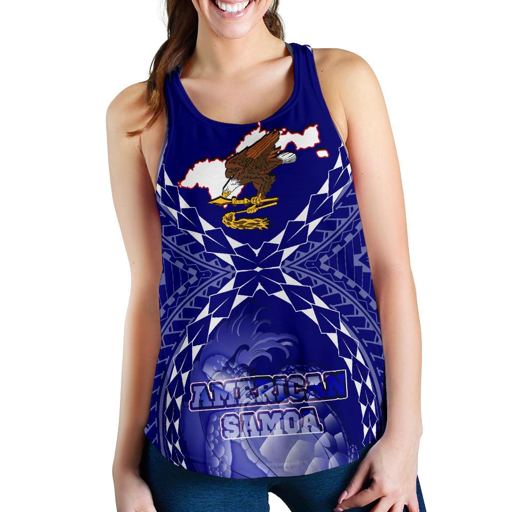 American Samoa Polynesian Women's Racerback Tank - American Samoa Flag with Polynesian Tattoo - Polynesian Pride