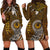 Pohnpei Women's Hoodie Dress - Polynesian Boar Tusk Brown - Polynesian Pride