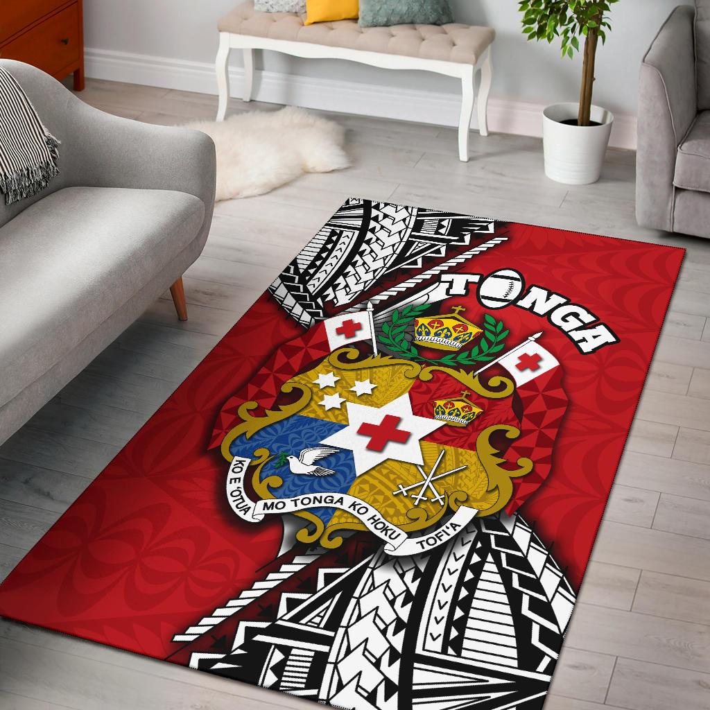 Tonga Rugby Area Rug Polynesian Style Pinwheel Red - Polynesian Pride