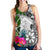 Chuuk Women's Racerback Tank White - Turtle Plumeria Banana Leaf - Polynesian Pride