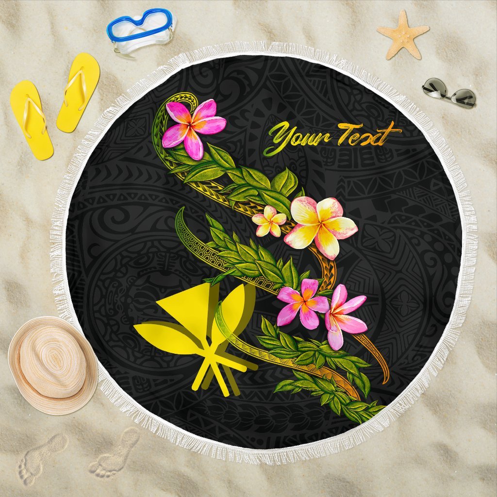 Hawaii Custom Personalised Beach Blanket - Plumeria Tribal One style One size BLACK - Polynesian Pride