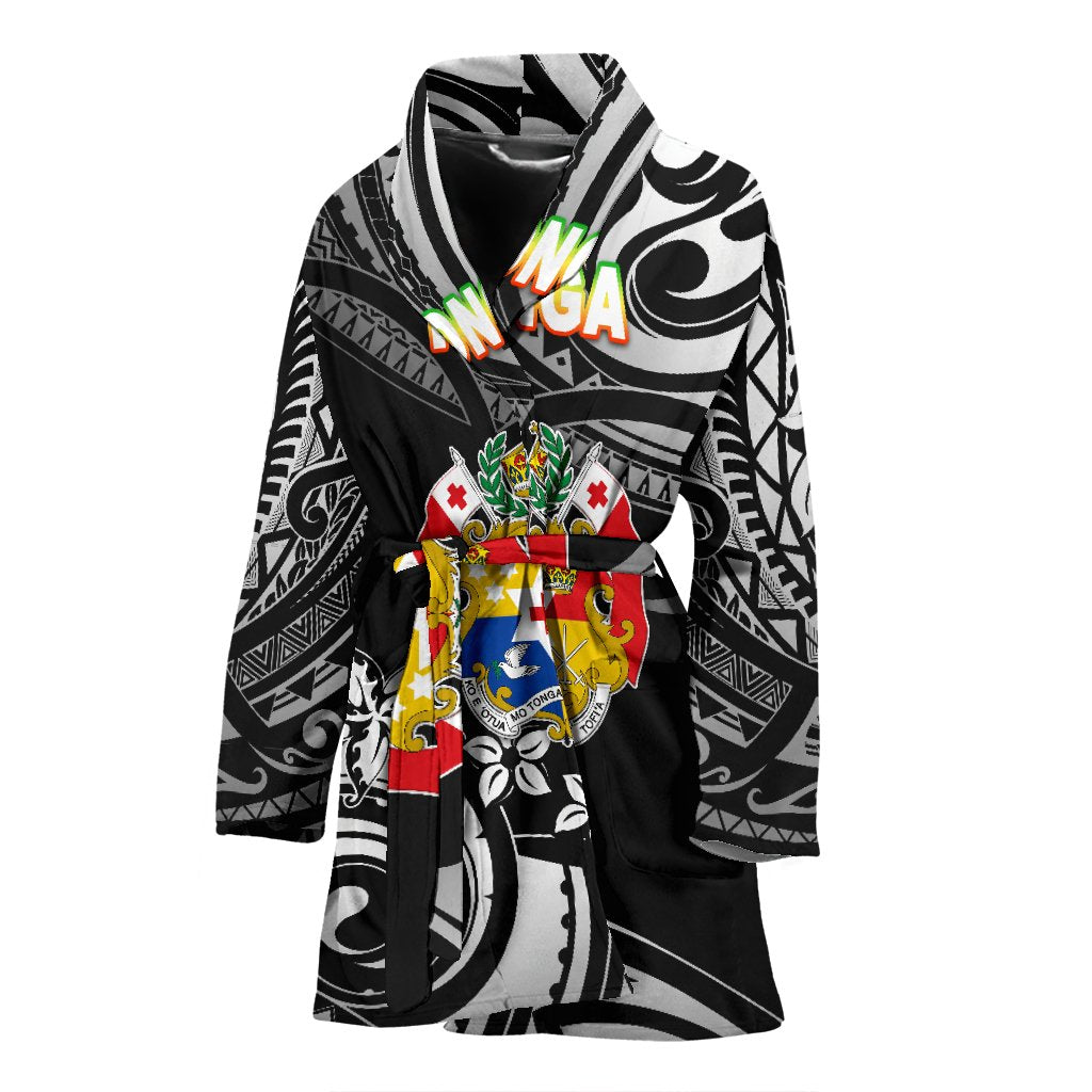 Mate Ma'a Tonga Rugby Women's Bath Robe Polynesian Unique Vibes - Black Women's Bath Robe Universal Fit Black - Polynesian Pride