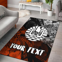 Tahiti Polynesian Personalised Area Rug - Vintage Polynesian Turtle Black - Polynesian Pride