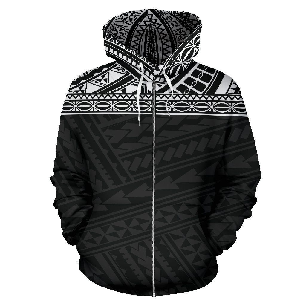 Poly All Over Zip up Hoodie Polynesian Black Version - Polynesian Pride