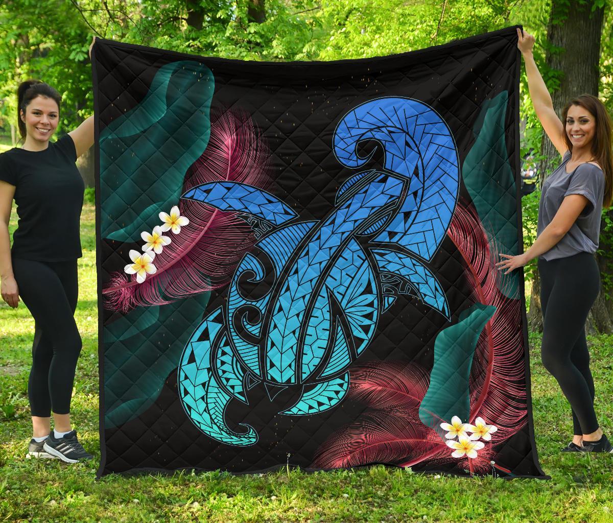 Hawaii Turtle Polynesian Tropical Premium Quilt - Ghia Style Turquoise Turquoise - Polynesian Pride