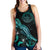 Palau Polynesian Women Tank Top - Turtle With Blooming Hibiscus Turquoise - Polynesian Pride