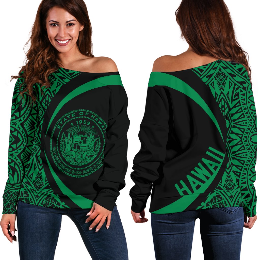 Hawaii Polynesian Women's Off Shoulder Sweater 09 White - Polynesian Pride