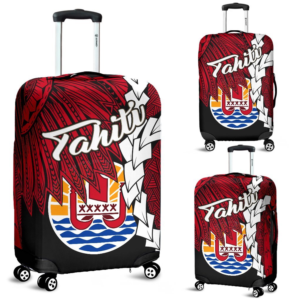 Tahiti Polynesian Luggage Covers - Tribal Wave Tattoo Flag Style Black - Polynesian Pride