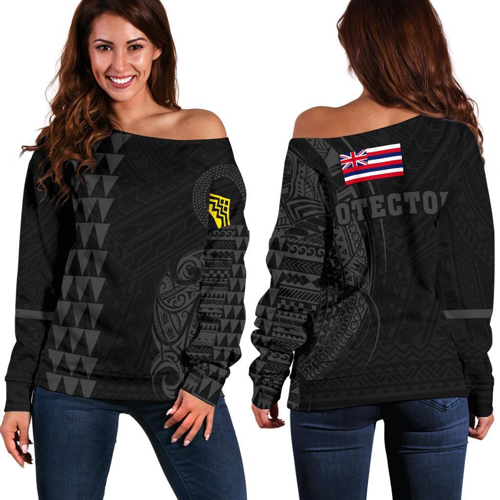 Hawaii Mauna Kea Polynesian Women's Off Shoulder Sweater - Grey Grey - Polynesian Pride