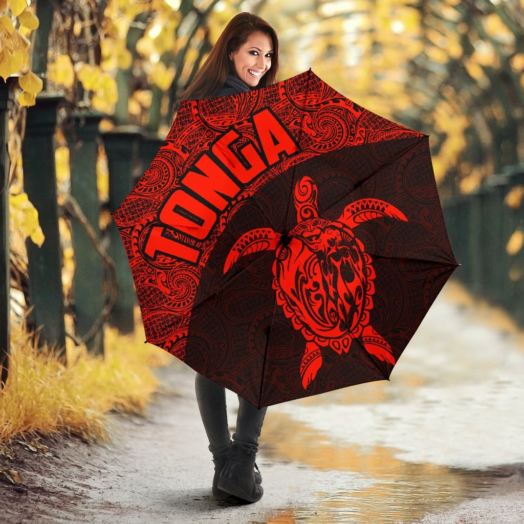 Tonga Umbrella Turtle Mermaid Polynesian Pattern Red - Polynesian Pride