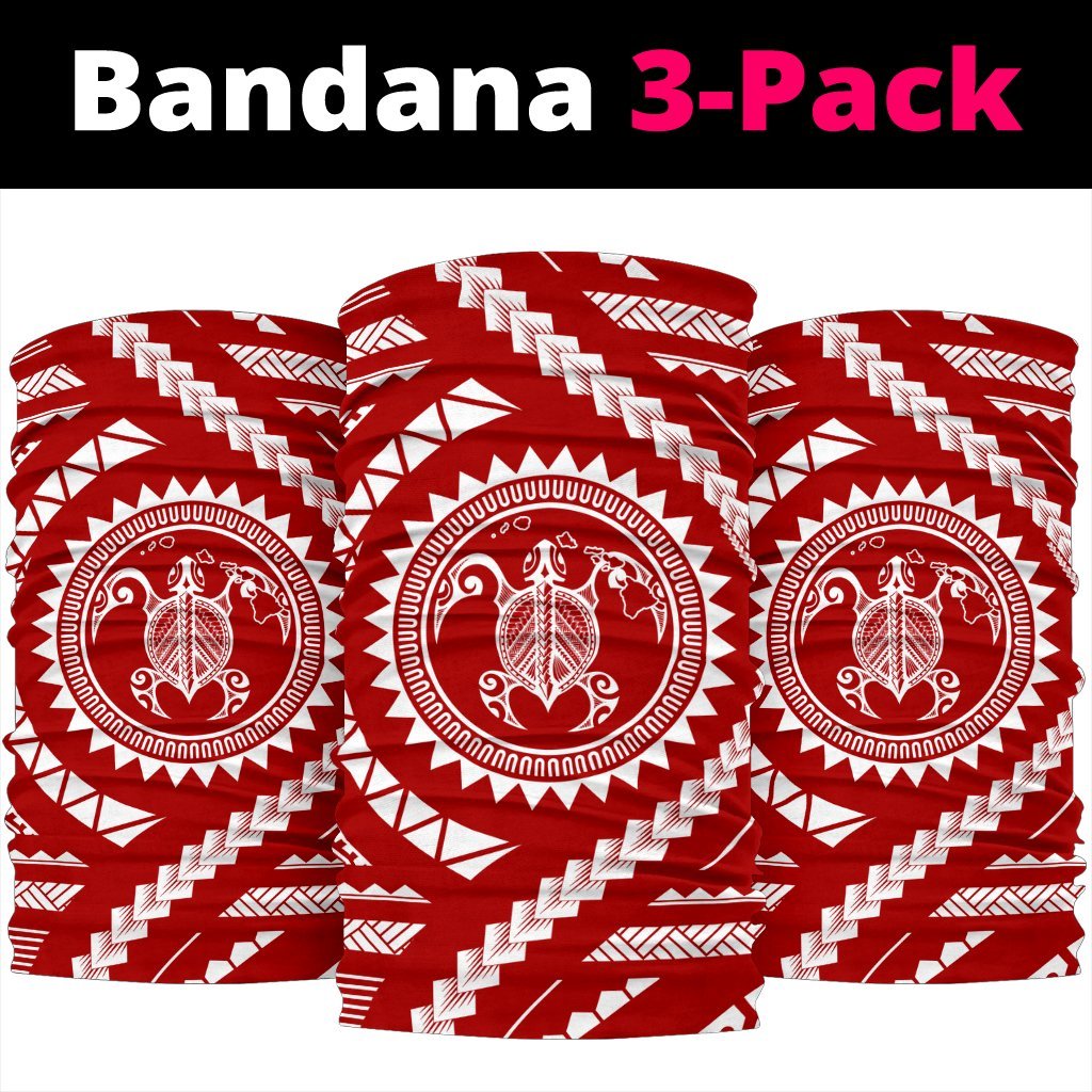 Hawaiian Turtle Map Red Bandana 3 - Pack - Polynesian Pride