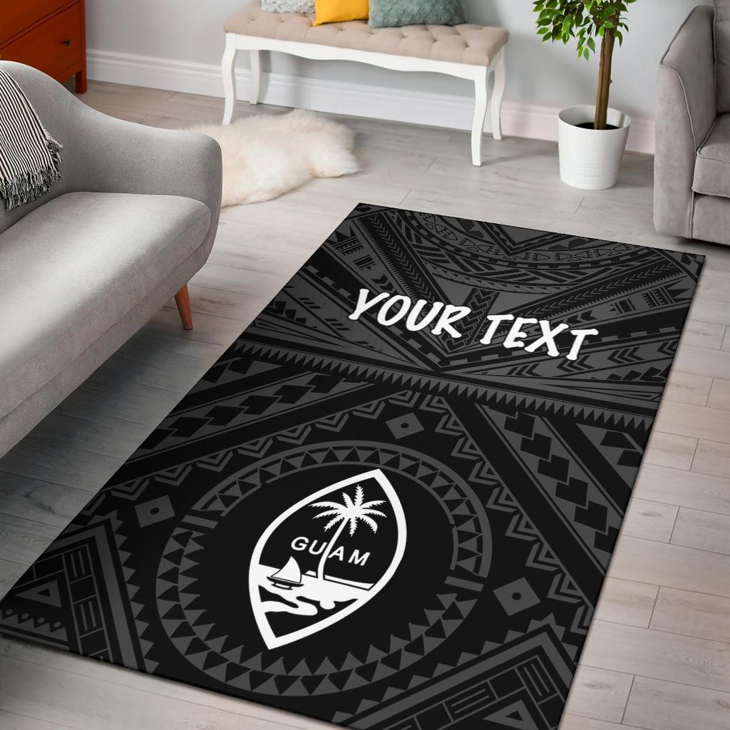 Guam Personalised Area Rug - Guam Seal With Polynesian Tattoo Style (Black) Black - Polynesian Pride