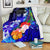 Fiji Custom Personalised Premium Blanket - Humpback Whale with Tropical Flowers (Blue) White - Polynesian Pride