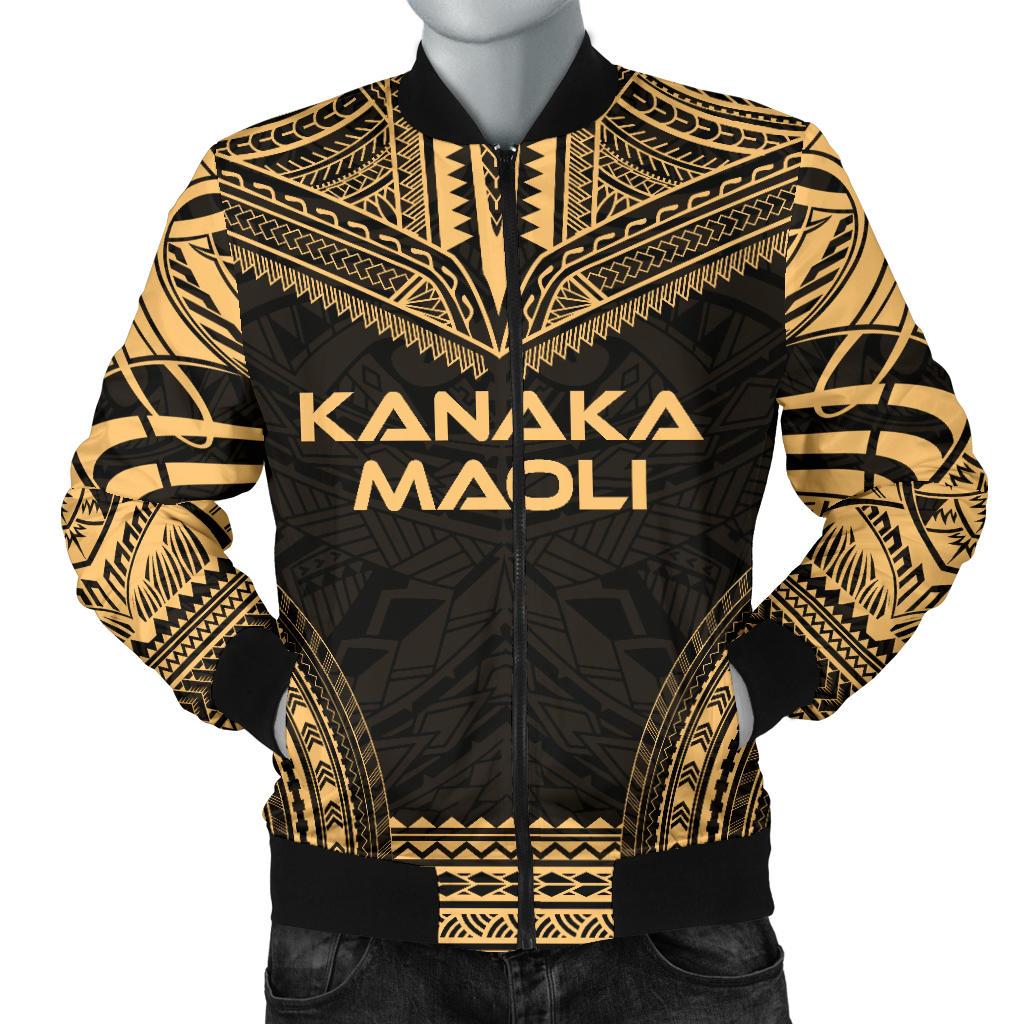 Kanaka Maoli Polynesian Chief Men's Bomber Jacket - Gold Version Gold - Polynesian Pride
