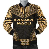 Kanaka Maoli Polynesian Chief Men's Bomber Jacket - Gold Version Gold - Polynesian Pride