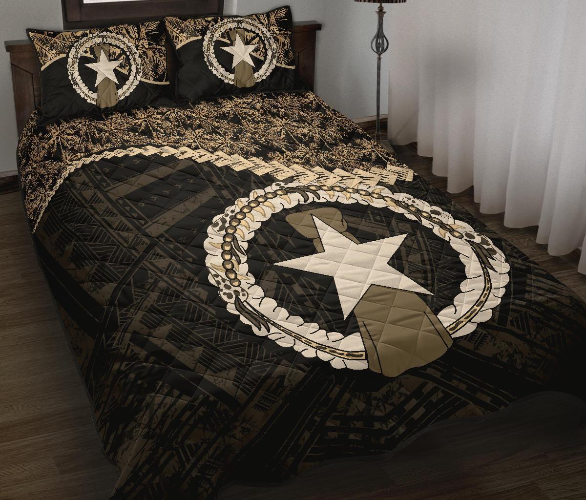 Northern Mariana Islands Polynesian Quilt Bed Set Golden Coconut - Polynesian Pride