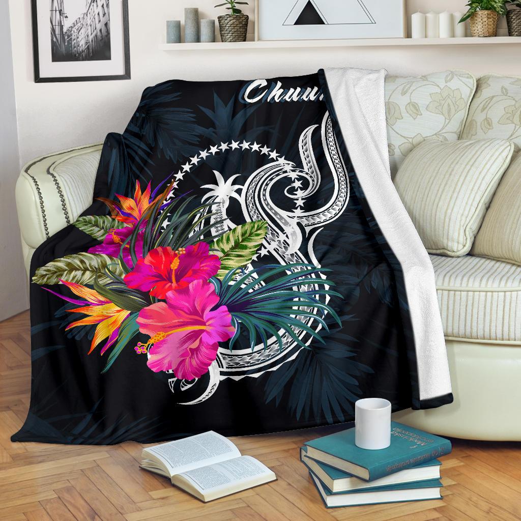 Chuuk Micronesia Premium Blanket - Tropical Flower White - Polynesian Pride