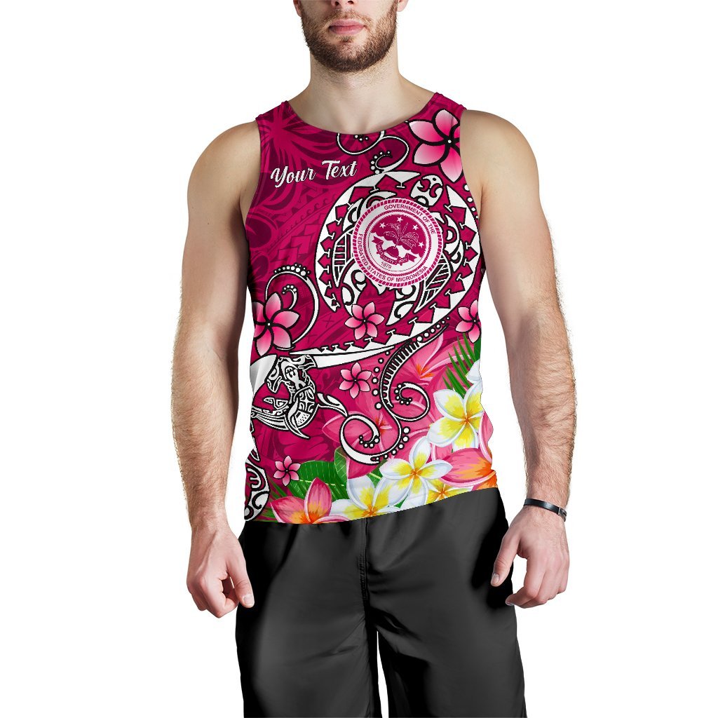 FSM Custom Personalised Men's Tank Top - Turtle Plumeria (PINK) - Polynesian Pride
