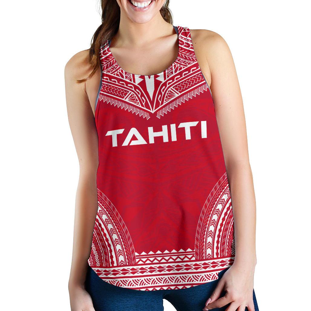 Tahiti Women's Racerback Tank - Polynesian Chief Flag Version Red - Polynesian Pride