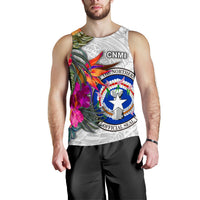 Northern Mariana Islands Men's Tank Top Polynesian Hibiscus White Pattern - Polynesian Pride