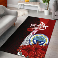 Federated States Of Micronesia Polynesian Area Rug - Coat Of Arm With Hibiscus Black - Polynesian Pride