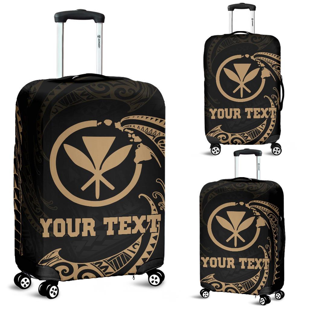 Hawaii Polynesian Custom Personalised Luggage Covers - Gold Tribal Wave Gold - Polynesian Pride