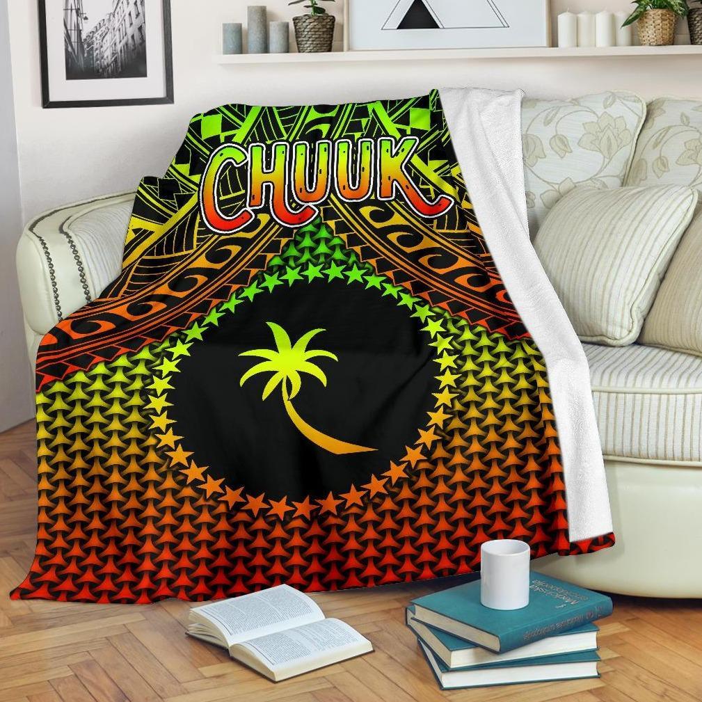 Polynesian Chuuk Premium Blanket - Reggae Vintage Polynesian Patterns White - Polynesian Pride