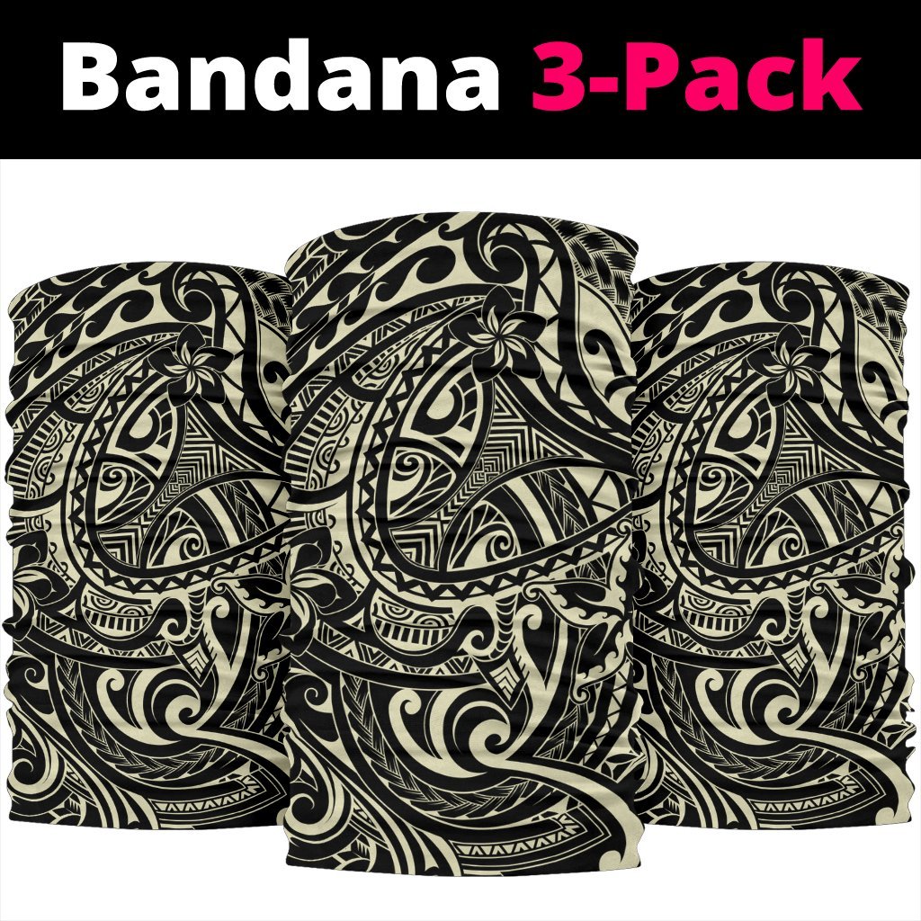 Polynesian Plumeria Tattoo Beige Unisex Bandana One Size Beige - Polynesian Pride