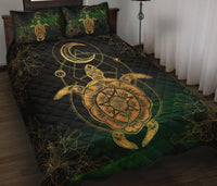 Turtle Hibiscus Golden Galaxy Quilt Bed Set - Polynesian Pride